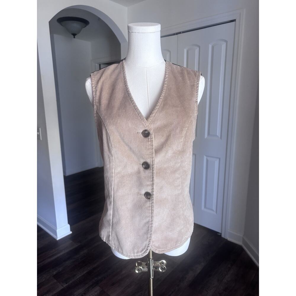 Vintage Corduroy Cord Vest Womens Button Up 70s Tan Western Medium Woolrich